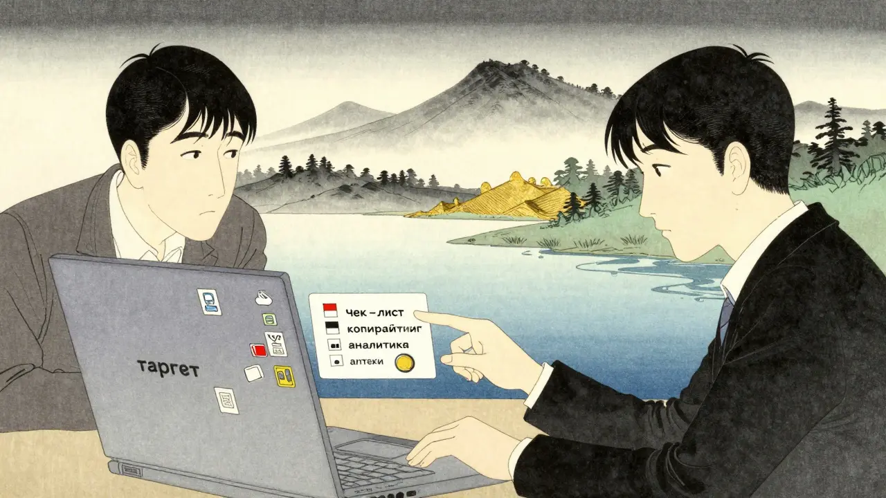 Человек слева в замешательстве перед экраном, справа — уверенно нажимает кнопку чек-листа, за ним — спокойный пейзаж.