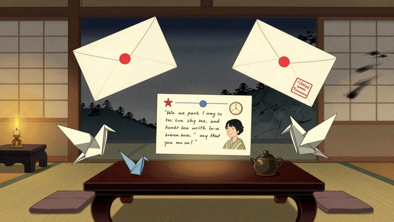 Три письма, парящие над чайным столом, с бонусом, отзывом и предложением.