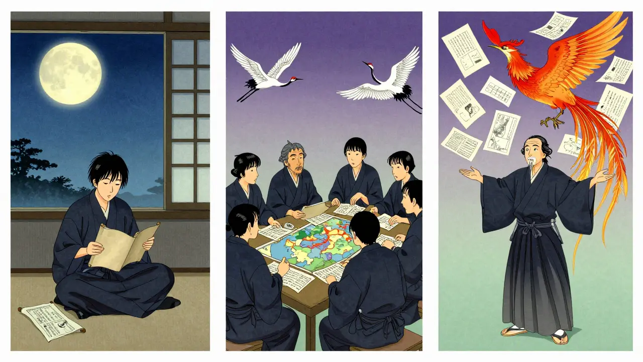 Три этапа обучения кейс-методом: одиночное чтение, групповое обсуждение и уверенное выступление перед наставником.