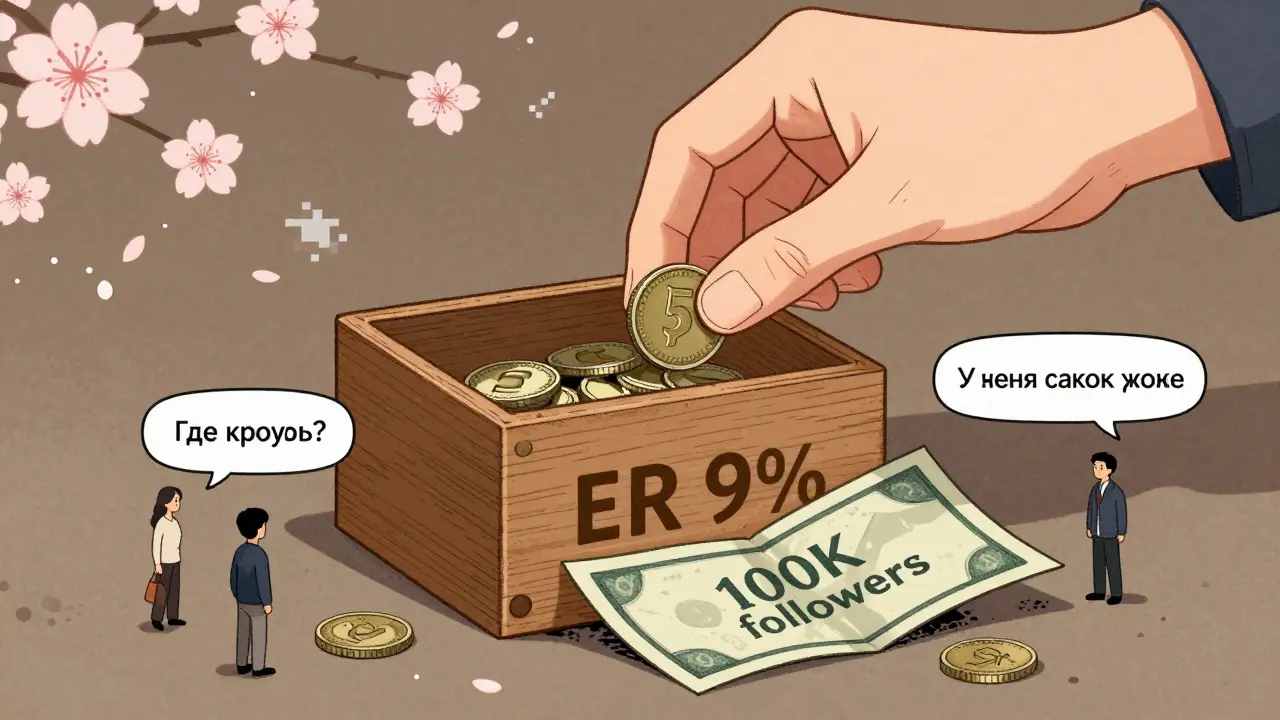 Рука кладёт монету за высокую вовлечённость, рядом — отброшенная купюра за охват, вокруг живые комментарии.