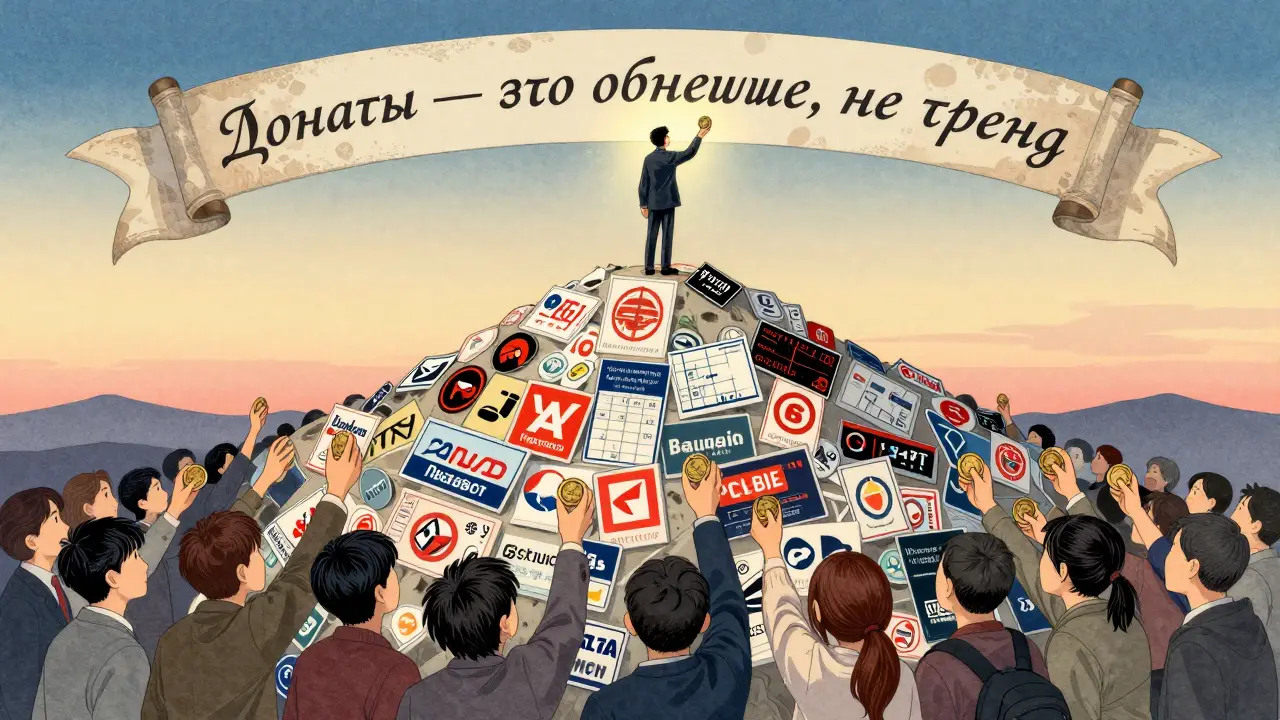 Художник на горе рекламы, получающий поддержку от обычных людей