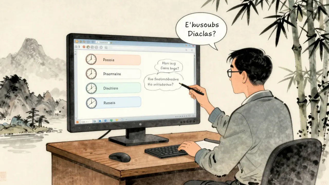 Преподаватель редактирует интерактивную презентацию с элементами квизов и облаков слов в стиле укиё-э.