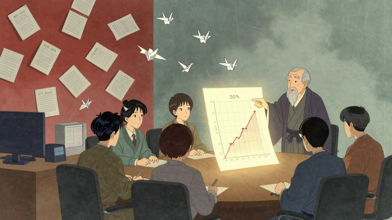 Хаотичный офис слева, упорядоченная команда справа — символ единого языка метрик.