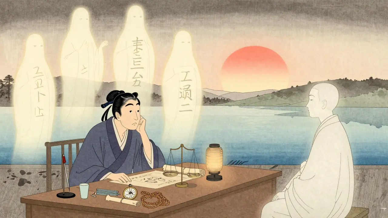 Один человек, охваченный призрачными ролями, в contrast с уравновешенной версией, символизирующей систему и делегирование.