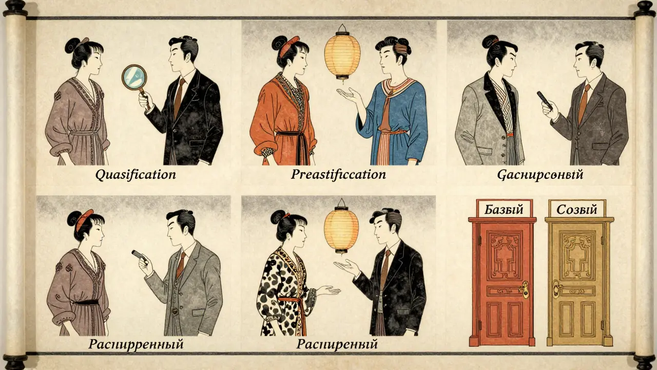 Пять этапов продажи в директе, изображённые как традиционный японский свиток с современными персонажами.