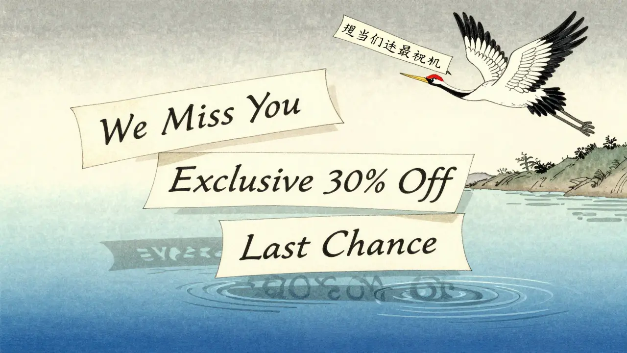 Три письма-волнующиеся листа над прудом, где тонут неактивные адреса, а живой подписчик — в виде журавля.