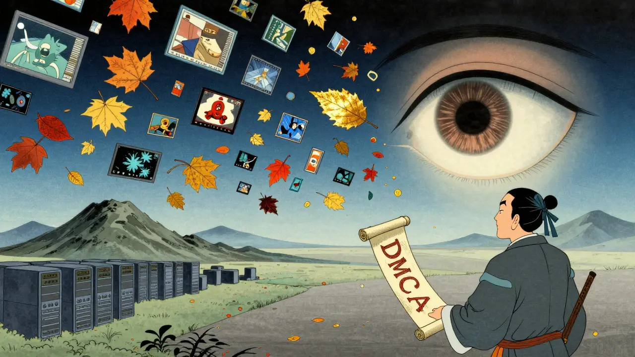 Укиё-э стиль: ИИ-глаз сканирует поток видео-листьев, находя украденный файл среди тысяч копий.