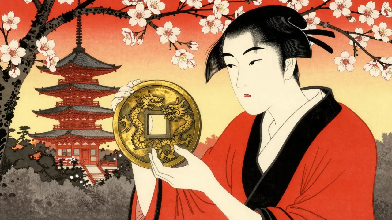 Китайский студент с драконом и сакурой