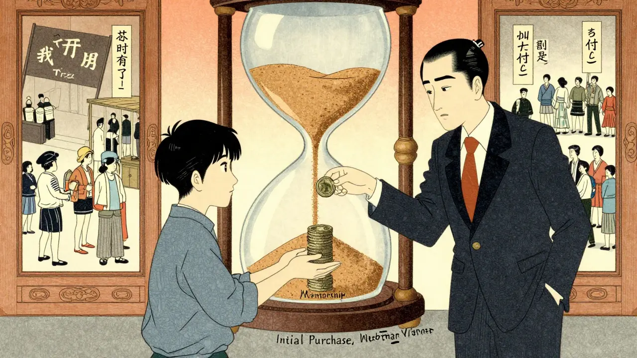 Студент получает три уровня курсов, символизирующих рост LTV, в то время как песок в песочных часах ускоряется.