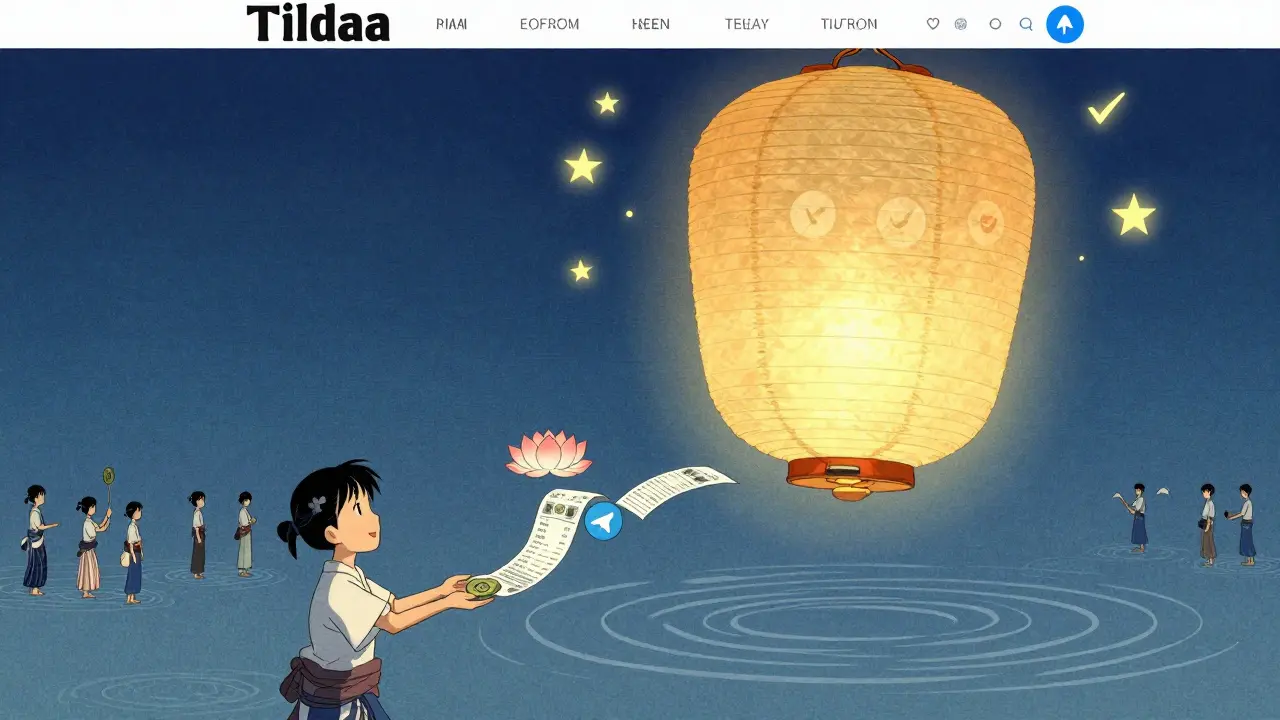 Лендинг как бумажный фонарик, десять покупателей оплачивают через Telegram, цветок расцветает.