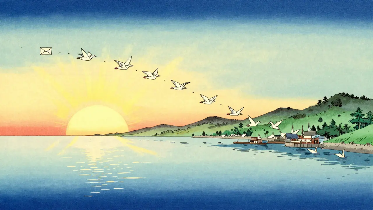 Птицы с письмами успешно долетают до получателей через чистое небо.