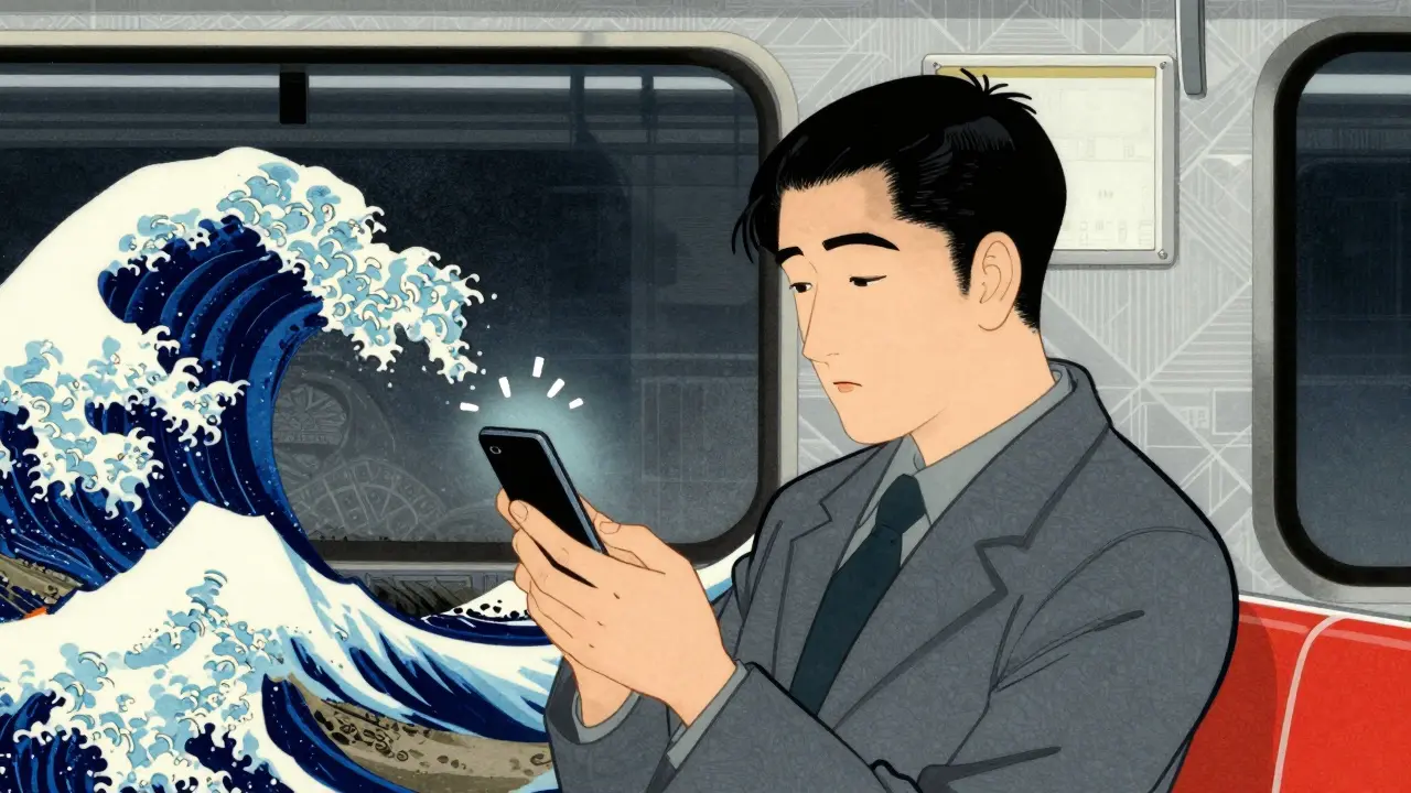 Студент учится через смартфон в транспорте, быстрый формат урока