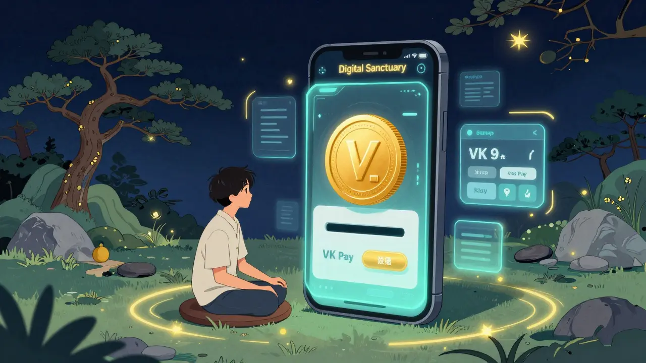 Футуристический цифровой сад с интерфейсом мини-приложений и оплатой курса