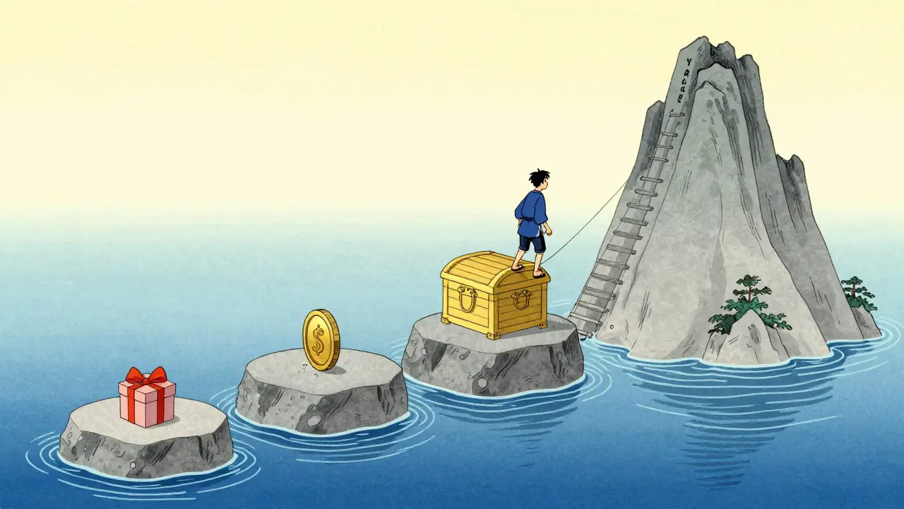 Лестница продуктов от лид-магнита до VIP-сопровождения в японском стиле.