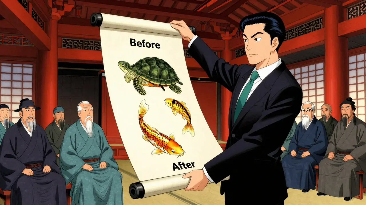 Профессионал представляет успех и рост эффективности перед руководством