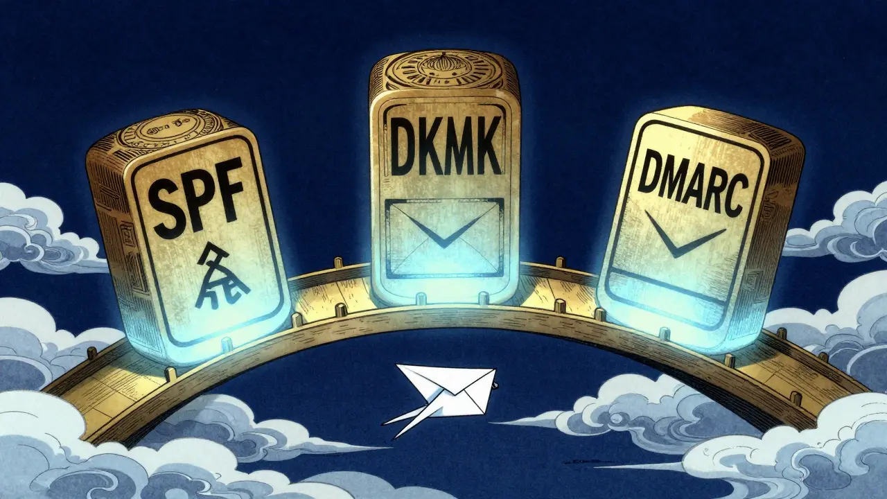 Символические печати SPF, DKIM и DMARC как защитный портал для письма